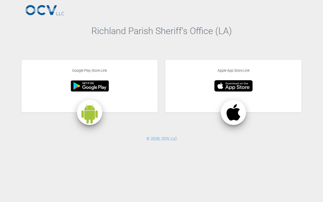 Official Richland Parish Sheriff's Office mobile app landing page
